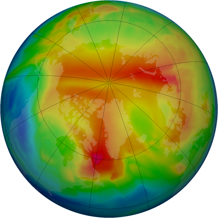 Arctic ozone map for 19 January 2013